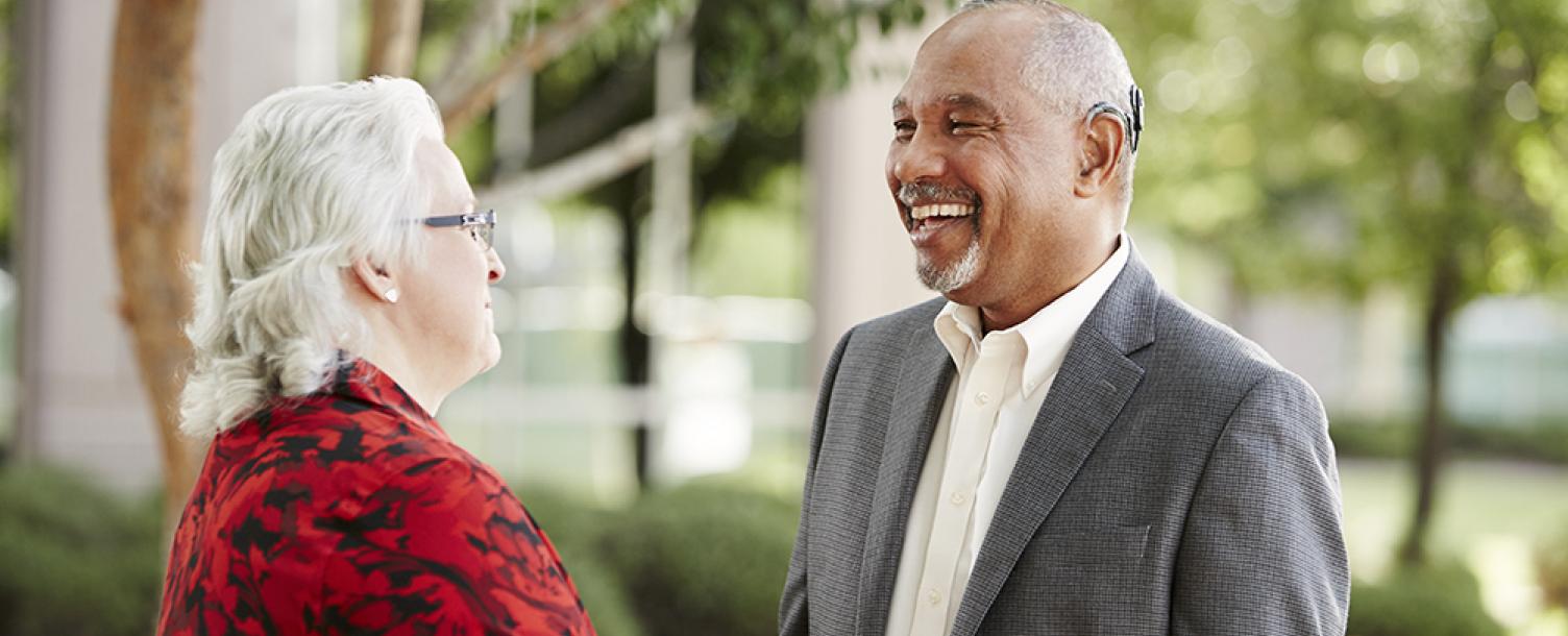 Two elderly having a conversation 